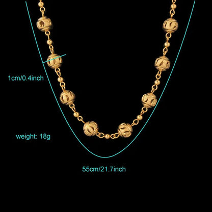 Unique Gold Ball Link Chain 18K Real Gold Plated Fashion Jewelry For Women Gift New Trendy Chokers Necklaces