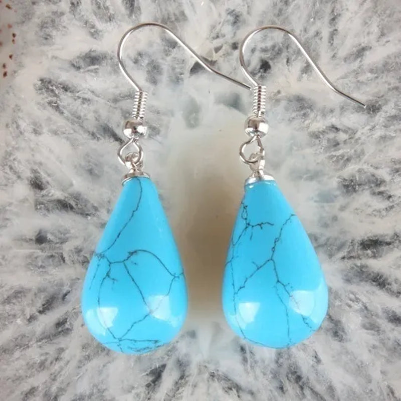 1 Pair 13X20MM Amethyst Clear Quartz Lapis Lazuli Turquoise Rose Quartz Opal Obsidian Jasper Drop Cone Bead Hook Dangle Diy Earrings