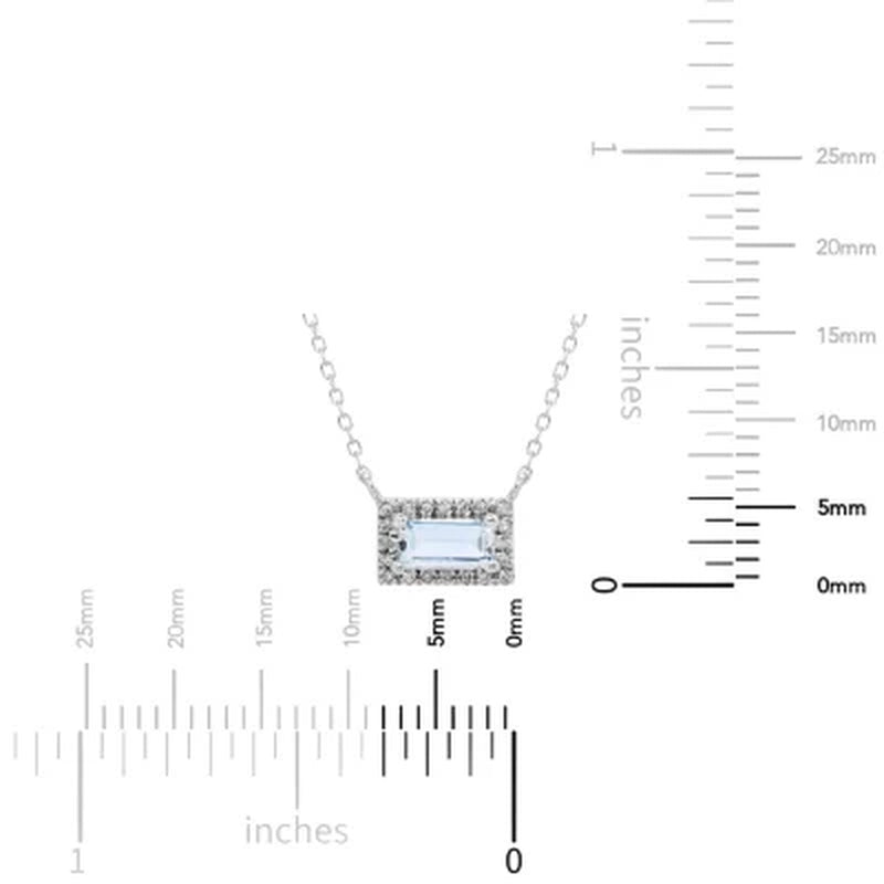 Aquamarine and 0.06 CT. T.W. Diamond Pendant in 14K Gold