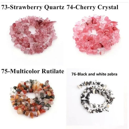 80Kinds 5-8MM natural stone irregular shape free-form chip beads tiger eye amethyst turquoise white crystal red coral Lapis lazuli used for jewelry making DIY bracelet 30"