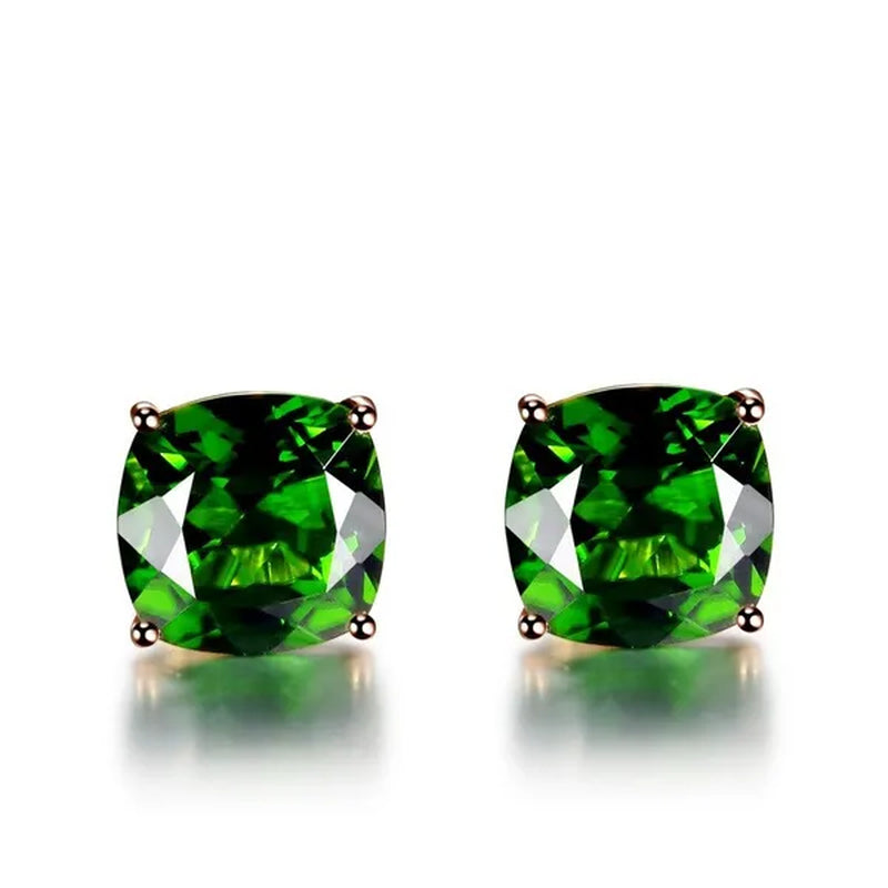 Fashion 18K Rose Gold Princess Bride Green Tsavorite Garnet Gemstone Earrings Women Female Jewelry