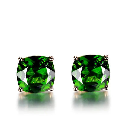 Fashion 18K Rose Gold Princess Bride Green Tsavorite Garnet Gemstone Earrings Women Female Jewelry