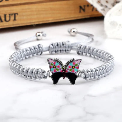 Women Black Woven Rope Bracelet Handmade Multicolor Butterfly Charm Adjustable Bracelets Fashion Friendship Jewelry Girls Gift - WORLD TIME VISITS