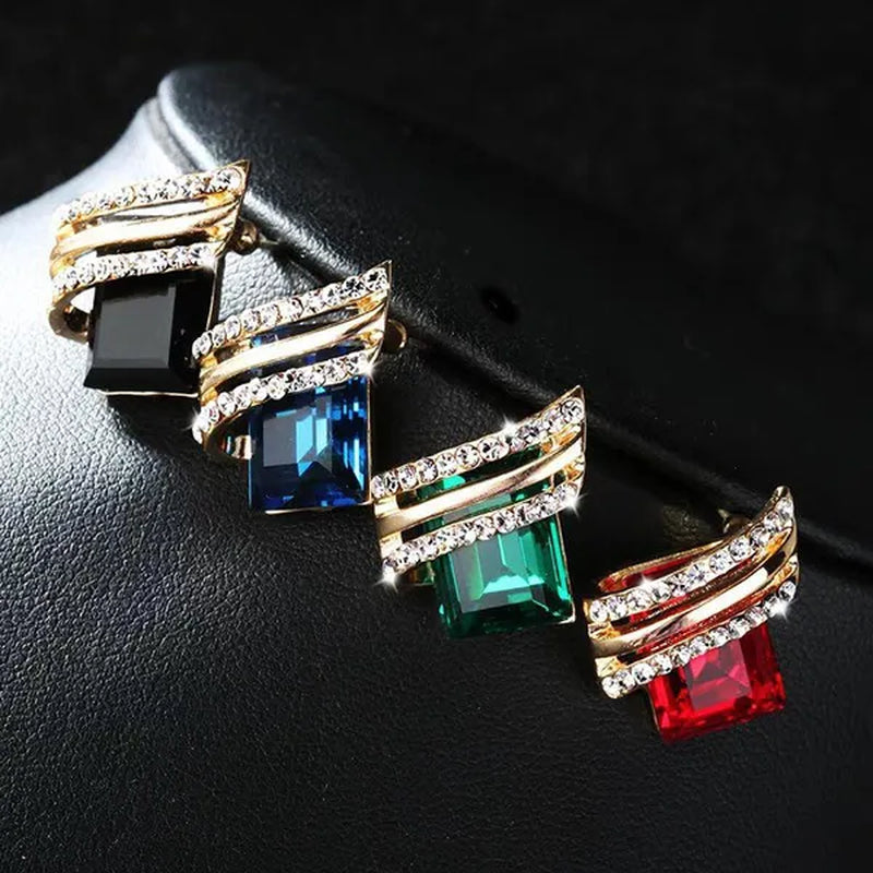 Fashion Temperament Women's Cubic Zirconia Earrings Large Red Zircon Stud Earring Engagement Wedding Earrings Birthday Party Anniversary Gift Jewelry
