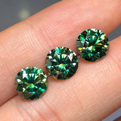 6.5Mm 8Mm 9Mm 10Mm Cheapest Green Color with Yellow Light round Brilliant Cut Moissanites Loose Stone