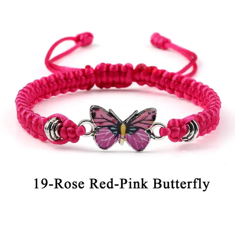 2022 Hot Adjustable Braided String Bracelet for Women Grey Butterfly Pendant Handmade Charm Bangles Fashion Girl Jewelry