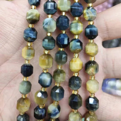 8Mm Faceted Natural Blue Apatite Morganite Tiger Eye Citrine Strawberry Sunstone Gem Stone Beads round Loose Spacer Beads
