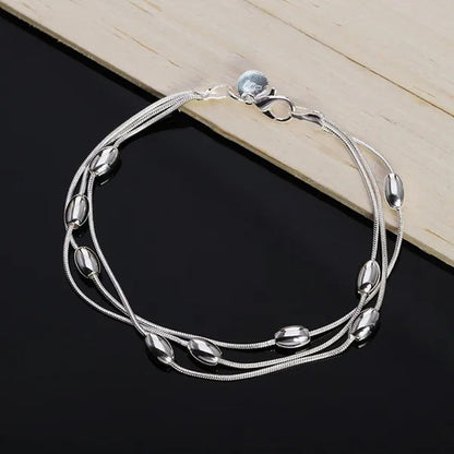 HOT! Fashion Exquisite 925 Sterling Silver Beads Chain Beautiful Bracelets for Women Fashion Wedding Cute Charm Bracelets Jewelry