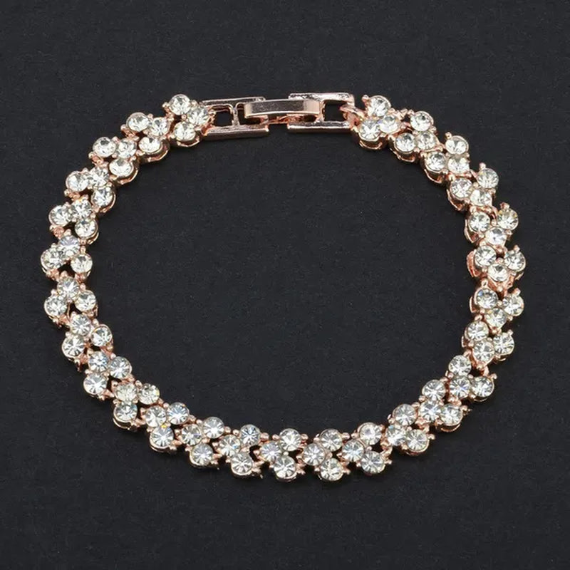 Hip Hop Bling Iced Out Cubic Zirconia Charm Bracelet  Gold Silver Tennis Chain Bracelets Women 3 Row Link Chain Jewelry