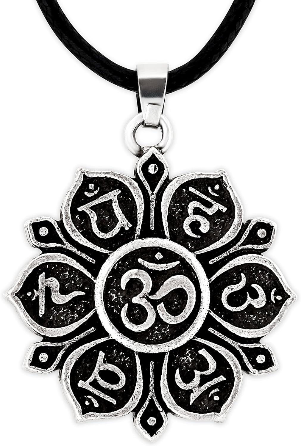 Buddhist Necklace, Dharma Wheel of Life Lotus Flower Yoga Pendant, Jewelry Gift for Men and Women