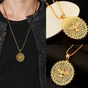 Lovely Peace Dove Gifts Party Unisex Box Chain Copper Round Dangle Pendant Chain Necklace