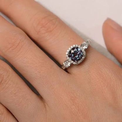 Fashion Round Cut Alexandrite Cubic Zirconia Rings for Women Bridal Romantic Engagement Proposal Fine Jewelry
