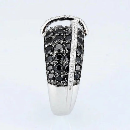Fashion Women Creative Cross Cross Zircon Ring Black and White Bicolor Zircon Ring Engagement Rings for Women Princess Jewelry Lovely Girl Birthday Party Anniversary Gift Size: 5-11