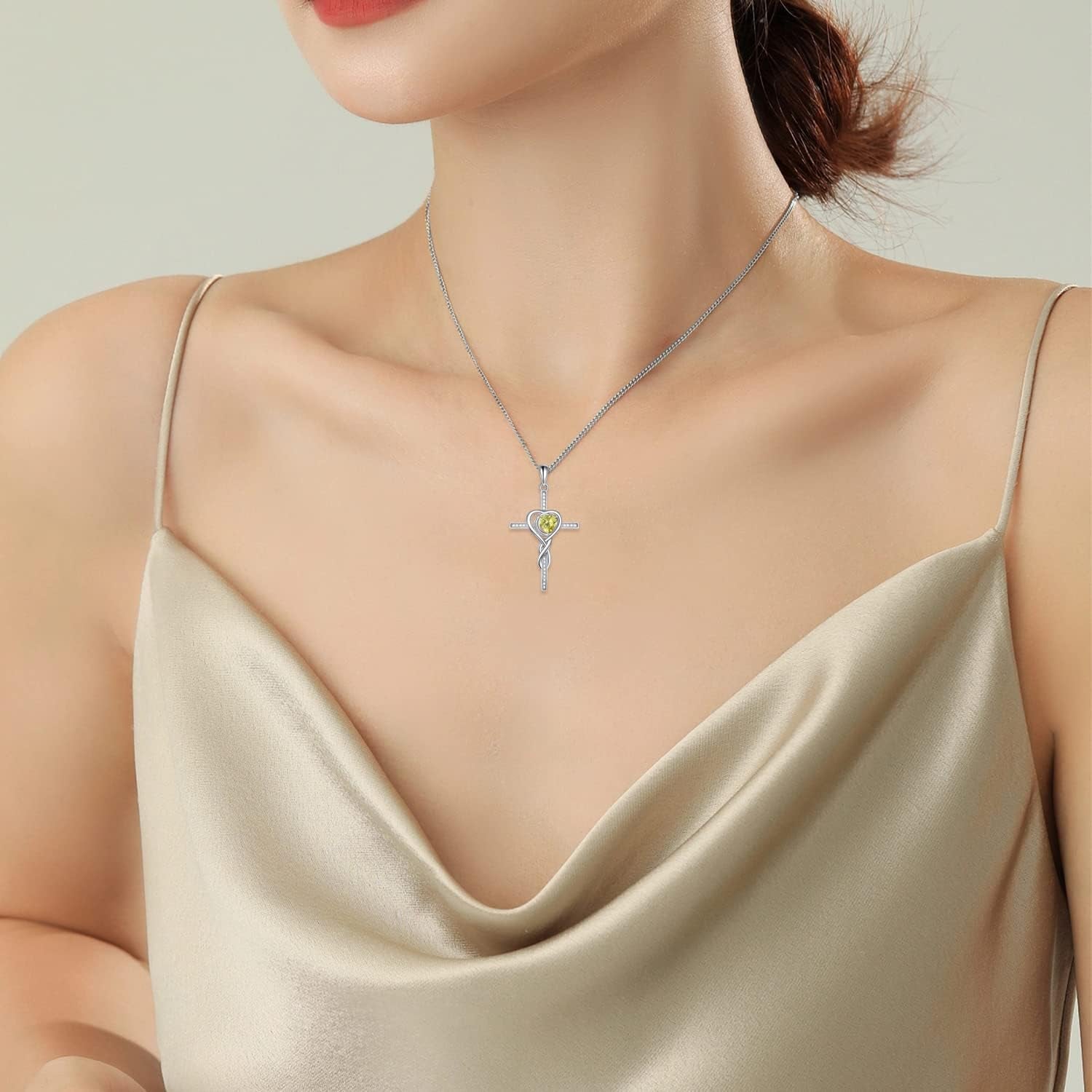 Mothers Day Necklace Cross Necklaces for Women Infinity Pendant Sterling Silver Religious Jewelry Pendant Necklace with Birthstone Moon Necklace with Heart Crystal Birthday Gifts for Women Girls