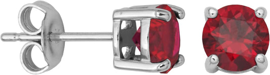 Sterling Silver round Birthstone Stud Earrings (Previously Amazon Collection)