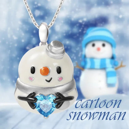 Creative 925 Sterling Silver Cartoon Penguin Heart Shape Crystal Diamond Pendant Necklace for Women Cute Girls Accessories Animal Jewelry Birthday Party Gifts