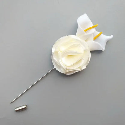 10pcs/lot Handmade Mini Calla Bride Groom Corsage Bridesmaid Sister Dress Flower Boutonniere Men's Suit Brooch Pin Wedding flower