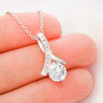 Amazing Gift for My Wife From Husband S925 Sterling Silver Cubic Zironia Alluring Beauty Pendant Necklace with Message Card