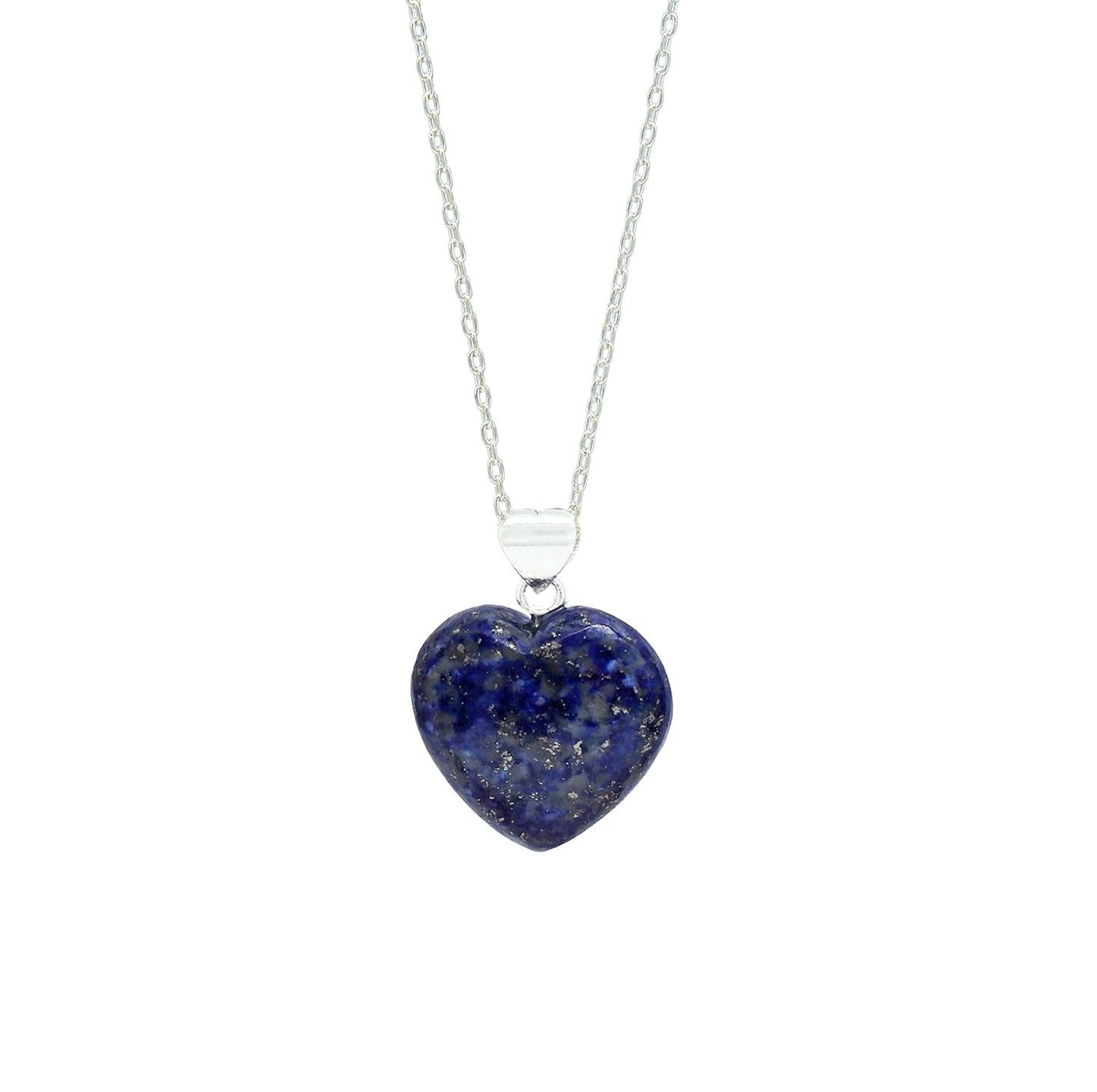 Lapis Lazuli Necklace, Heart Pendant Necklace, Blue Heart Necklace, September Birthstone Jewelry, Everyday Wear, 925 Silver 16+2 Inch Adjustable Chain, Gift for Her