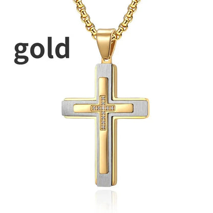 Luxury Fashion Creative Men's Diamond Cross Necklace Diamond Cross Pendant Amulet Pendant Hip-hop Necklace Men's Religious Cross Jewelry Party Anniversary Gift