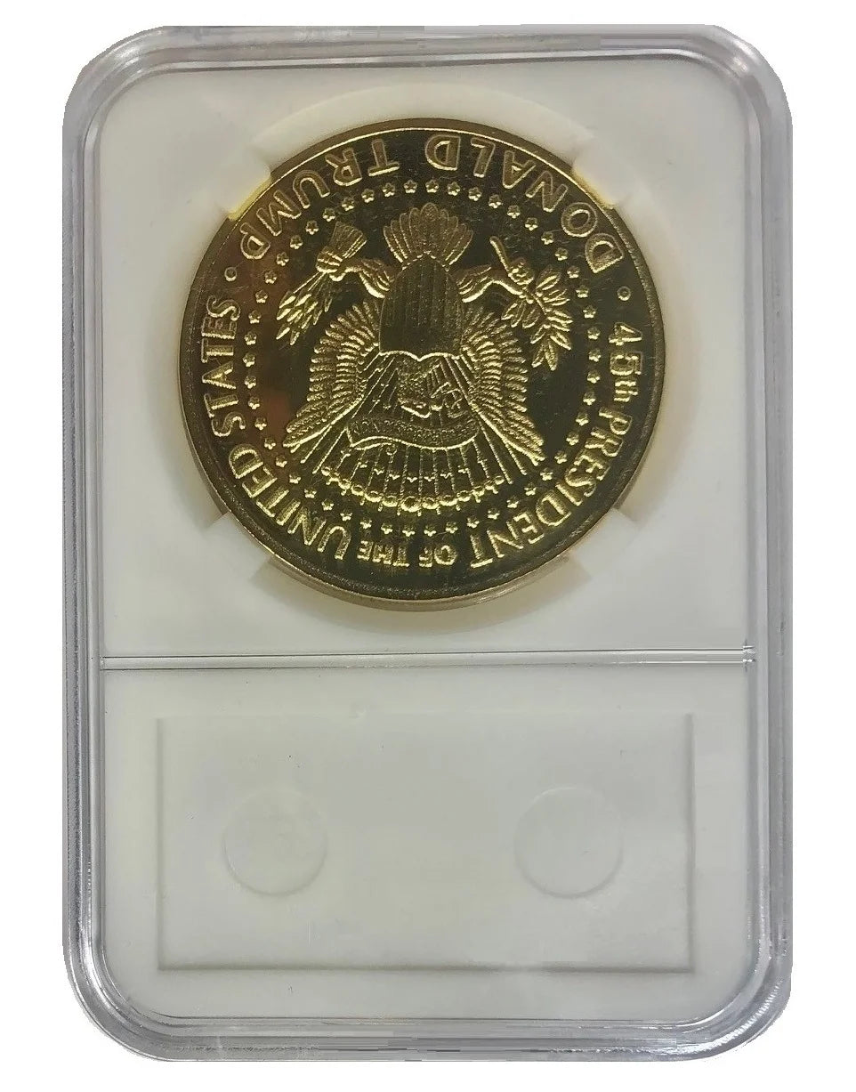 24K Gold-Plated Donald J. Trump 2020 President Eagle Seal W/Display Case Masters Coins