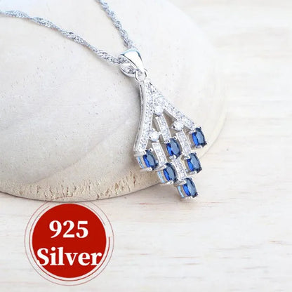 Blue/Red/Green/Purple Zircon 925 Silver Jewelry Set For Women