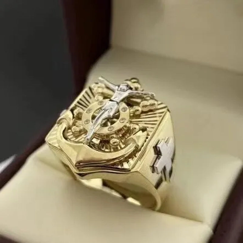 Luxury and Noble Men's Women's Fashion Cross Jesus Ring Size 6-13