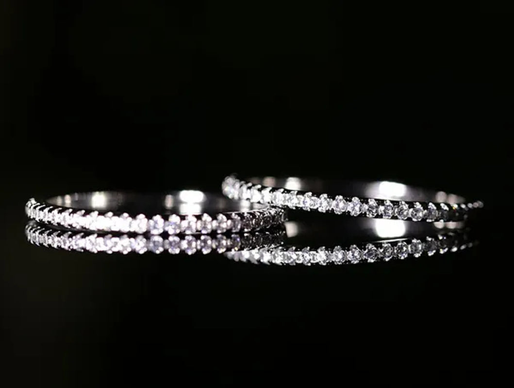 Luxurious Jewellery Women pave full Diamond Stone cz 925 Sterling silver Wedding Ring Size 5-10