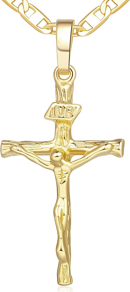 Cross Necklace for Women 14K Gold Cross Necklaces for Women Crucifix Necklace Gold Crosses Chain Pendant Necklaces for Woman 45Cm