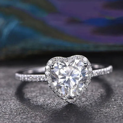 Elegant Natural Gemstone Heart Shaped Ring Fashion Women Platinum Diamond 925 Silver 18k Rose Gold Ring Engagement Wedding Anniversary Gift Jewelry