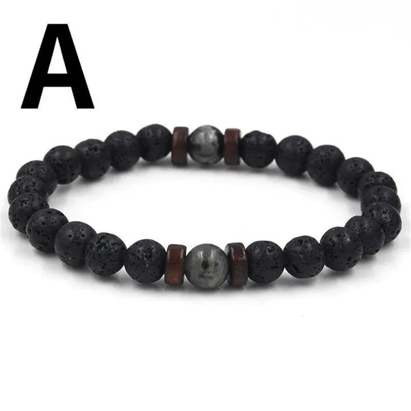 Luxury Fashion Men'S Creative Bead Bracelet Handwoven Adjustable Natural Stone Bead Bracelet Hip Hop Bracelet Men'S Jewelry Party Anniversary Gift Christmas Gift Jewelry - WORLD TIME VISITS