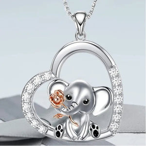 Exquisite Fashion Love Necklace European and American Women Elephant Pendant Necklace New Animal Jewelry Accessories Gift Diamond Necklace Women's Valentine's Day Thanksgiving Anniversary Gift