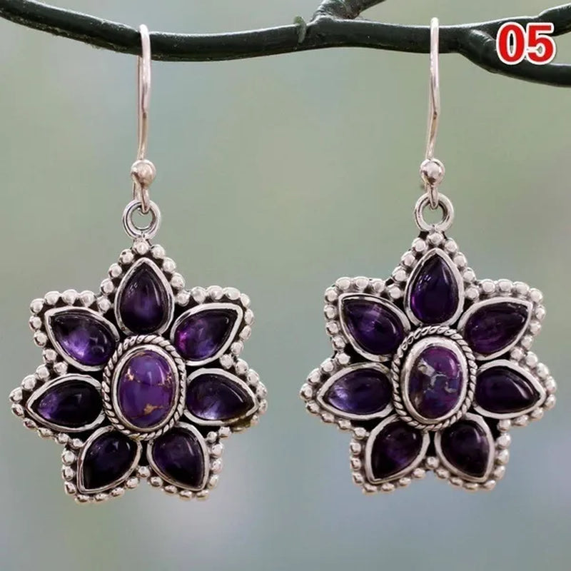 12Styles Vintage Earrings Rainbow Moonstone Earring Amethyst&Peridot&Pearl Dangle Earrings for Women Wedding Bridal Jewelry Gifts - WORLD TIME VISITS