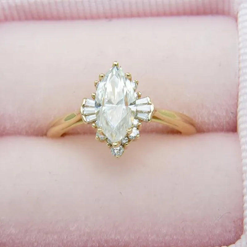 Vintage Ring, Marquise Engagement Ring, Marquise Ring, Art Deco Ring,Moissanite Ring,Diamond Ring,Vintage Engagement Ring Size 5-11 Bague Femme