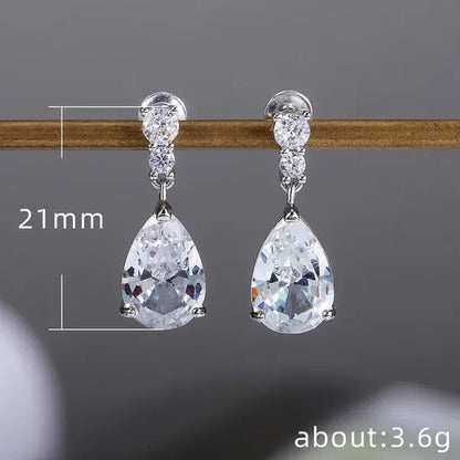 Exquisite Waterdrop Amethyst Drop Earrings for Women Engagement Wedding Jewelry Lover Birthday Gift - WORLD TIME VISITS