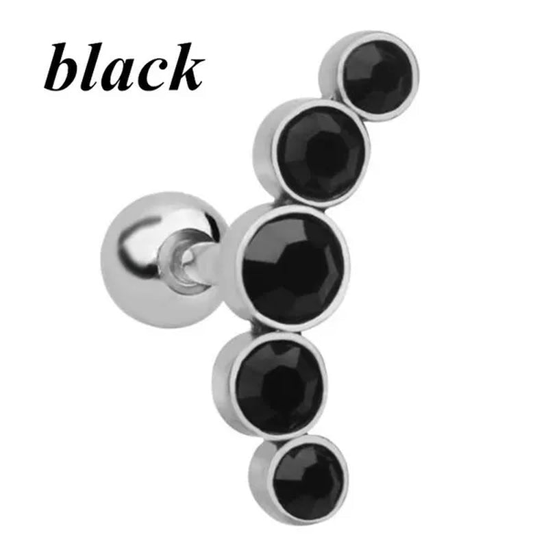 Ear Studs Piercing Tragus Diamonds Stainless Steel Earrings Cartilage Helix Small Ball Bullet Ear Bone Earring - WORLD TIME VISITS