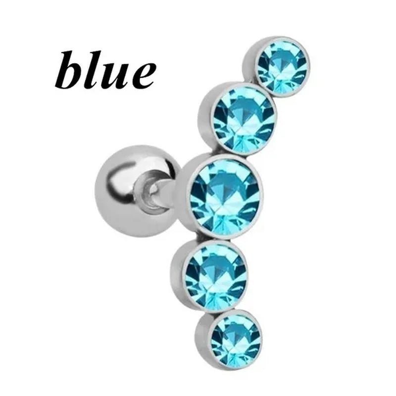 Ear Studs Piercing Tragus Diamonds Stainless Steel Earrings Cartilage Helix Small Ball Bullet Ear Bone Earring - WORLD TIME VISITS