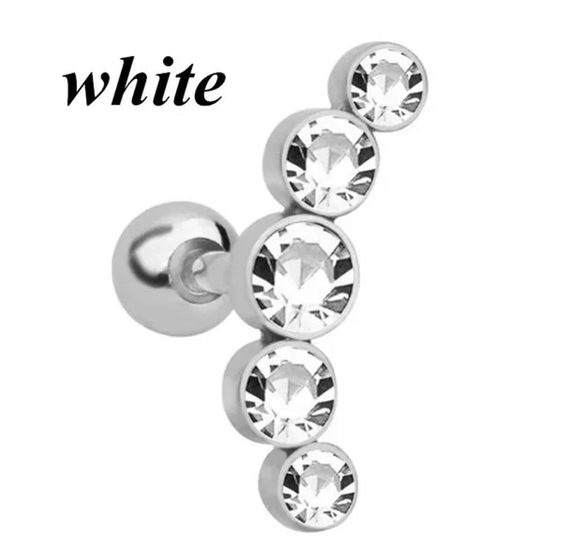 Ear Studs Piercing Tragus Diamonds Stainless Steel Earrings Cartilage Helix Small Ball Bullet Ear Bone Earring - WORLD TIME VISITS