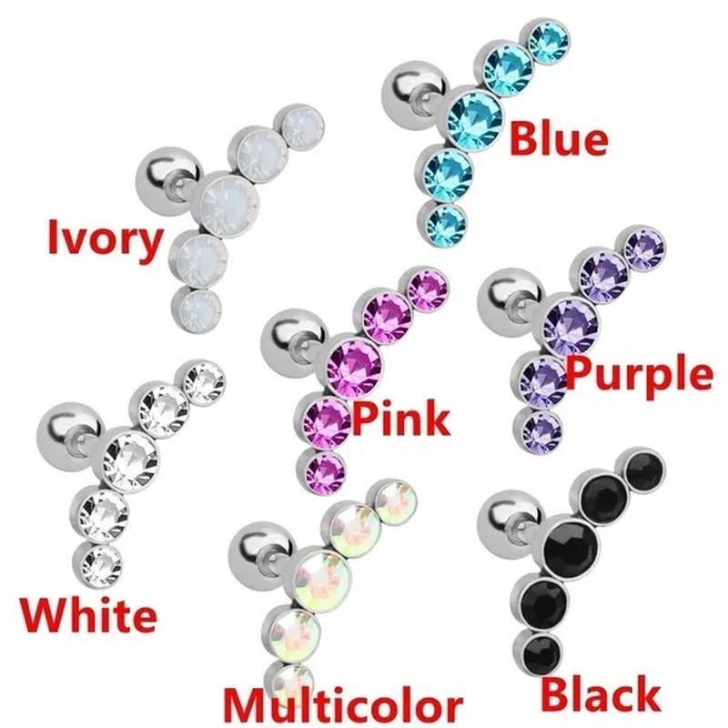 Ear Studs Piercing Tragus Diamonds Stainless Steel Earrings Cartilage Helix Small Ball Bullet Ear Bone Earring - WORLD TIME VISITS