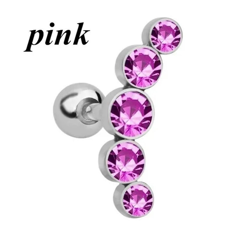 Ear Studs Piercing Tragus Diamonds Stainless Steel Earrings Cartilage Helix Small Ball Bullet Ear Bone Earring - WORLD TIME VISITS