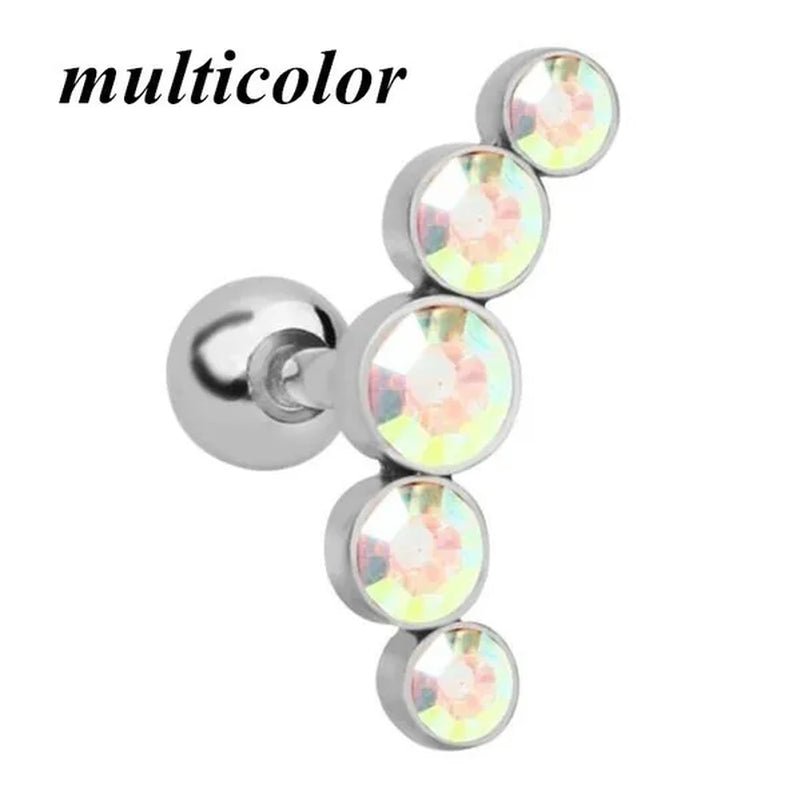 Ear Studs Piercing Tragus Diamonds Stainless Steel Earrings Cartilage Helix Small Ball Bullet Ear Bone Earring - WORLD TIME VISITS