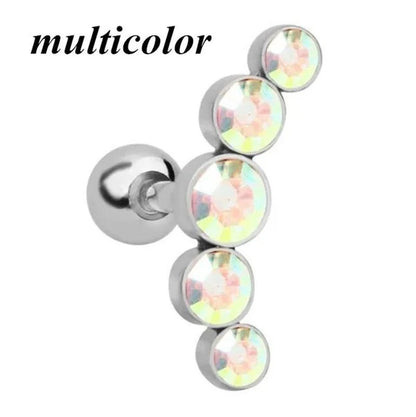 Ear Studs Piercing Tragus Diamonds Stainless Steel Earrings Cartilage Helix Small Ball Bullet Ear Bone Earring - WORLD TIME VISITS