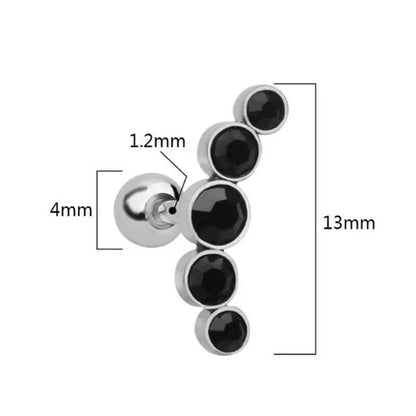 Ear Studs Piercing Tragus Diamonds Stainless Steel Earrings Cartilage Helix Small Ball Bullet Ear Bone Earring - WORLD TIME VISITS