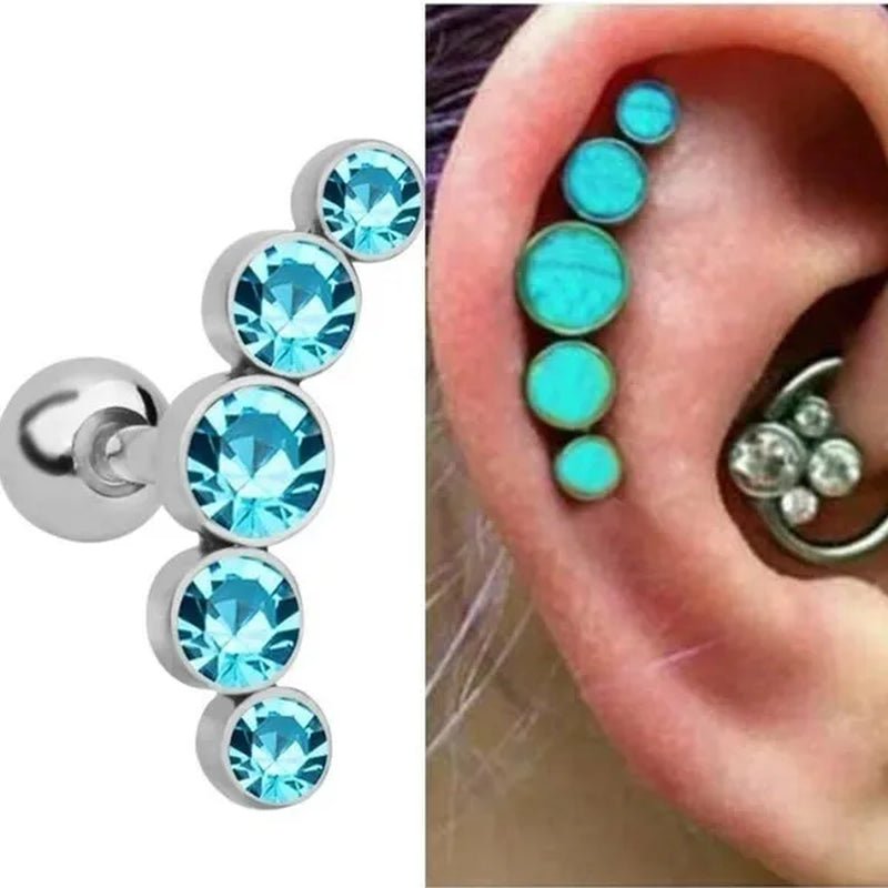Ear Studs Piercing Tragus Diamonds Stainless Steel Earrings Cartilage Helix Small Ball Bullet Ear Bone Earring - WORLD TIME VISITS