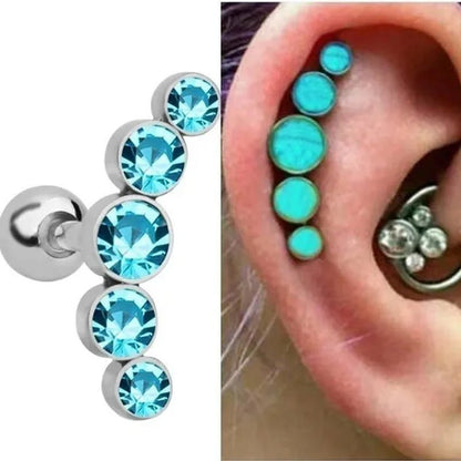 Ear Studs Piercing Tragus Diamonds Stainless Steel Earrings Cartilage Helix Small Ball Bullet Ear Bone Earring - WORLD TIME VISITS