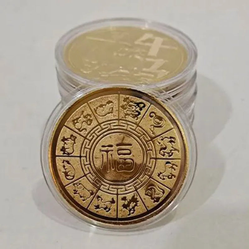 New Collection of Chinese Zodiac Commemorative Gold Coins Year of the Tiger Commemorative Coins Engraved Collection Craft Gifts