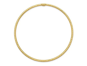 Diamond Cut 2mm Slip On Bangle in 14K Yellow Gold
