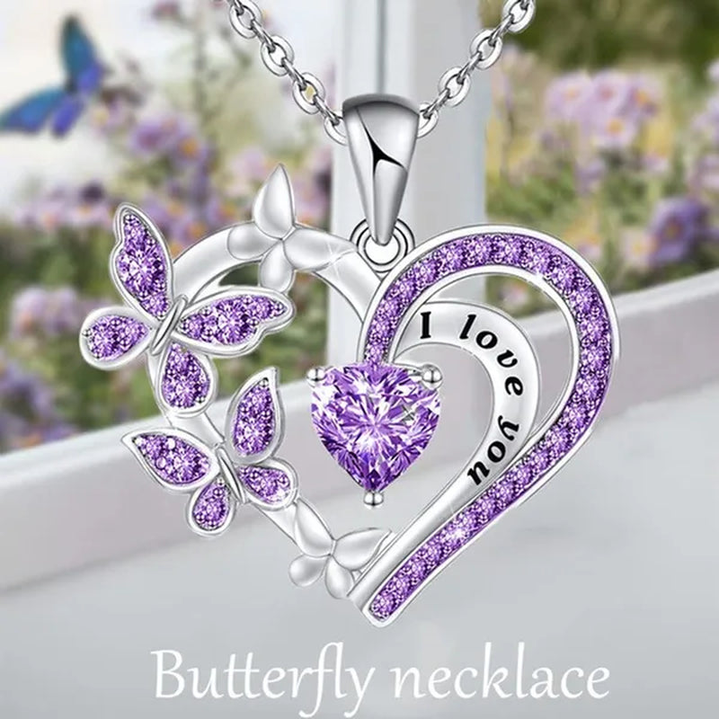 Exquisite Fashion Creative Women's Butterfly Necklace Crystal Butterfly Jewelry Love Pendant Butterfly Necklace Women's Wedding Jewelry Birthday Party Anniversary Gift Jewelry