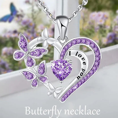 Exquisite Fashion Creative Women's Butterfly Necklace Crystal Butterfly Jewelry Love Pendant Butterfly Necklace Women's Wedding Jewelry Birthday Party Anniversary Gift Jewelry