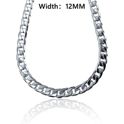High Quality 925 Sterling Silver 12MM Width Male Jewelry 925 Solid Silver Fashion Jewelry Men Curb Chain Necklace Bracelet 8-30 Inches